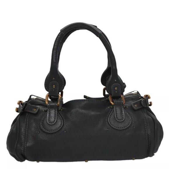 Chloe Paddington Hand Bag Leather Navy Gold Silver Auth - Picture 4 of 16